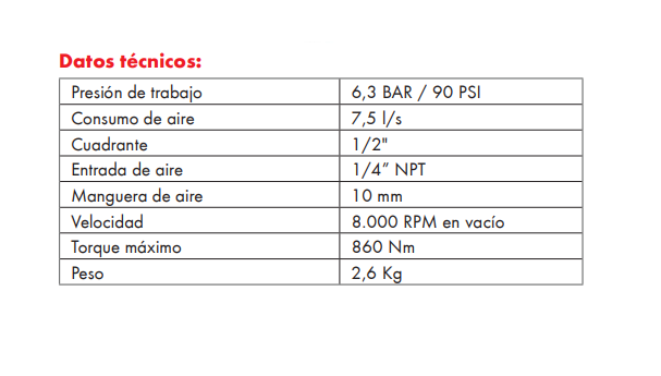 PISTOLA DE IMPACTO 1/2” 860N WURTH