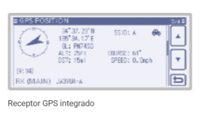 RADIO MOVIL DUAL BANDA IC-ID5100A ICOM
Receptor GPS integrado  El ID-5100A tiene un receptor GPS integrado en el controlador y muestra la posición propia, el rumbo, la velocidad y la altitud en la pantalla. La información de posición GPS puede utilizarse para intercambiar informes de posición, rastrear el registro GPS y buscar repetidores cercanos.